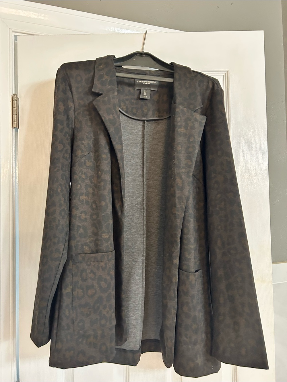 Christian Siriano Charcoal Leopard Open Blazer